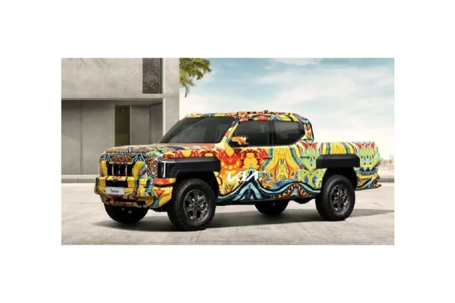 2025 Kia Tasman pickup truck outdoor adventure scene