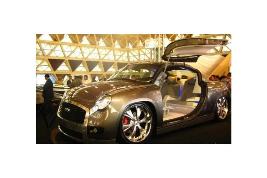 New Ambassador Car parked on an open road, blending iconic design with futuristic elements