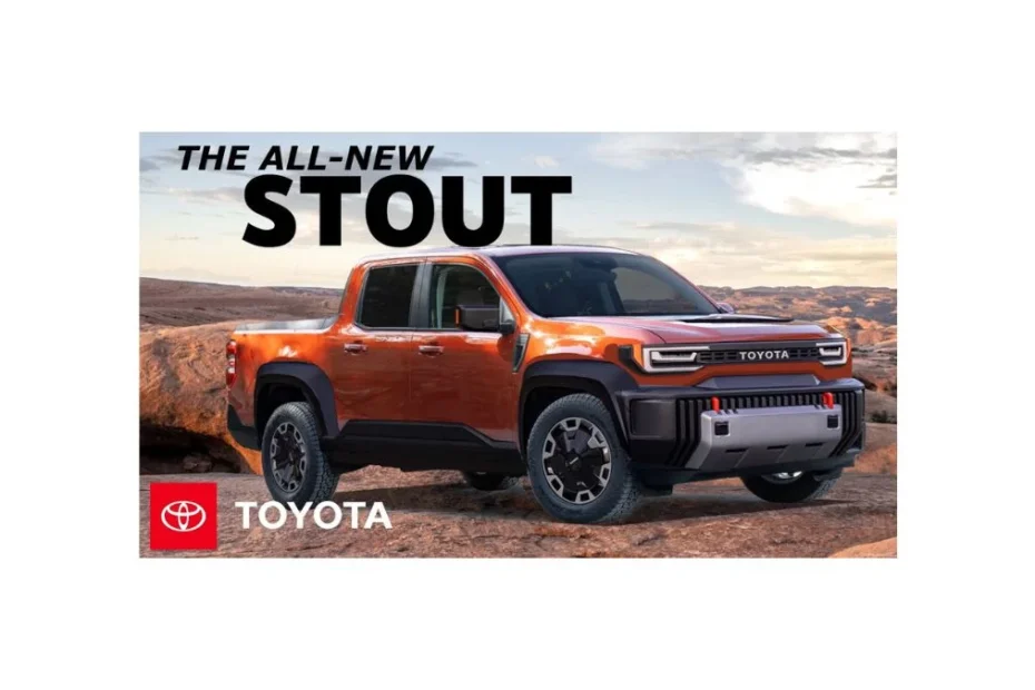 Toyota Stout compact pickup truck 2026 hybrid model front view in USA