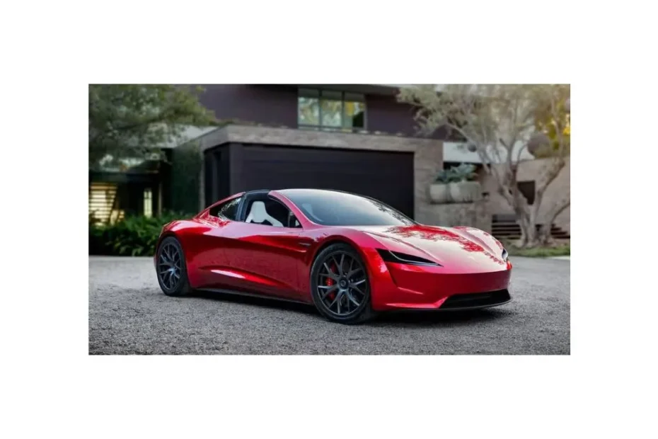 Tesla Roadster 2026 electric supercar front view with sleek aerodynamic design and futuristic styling